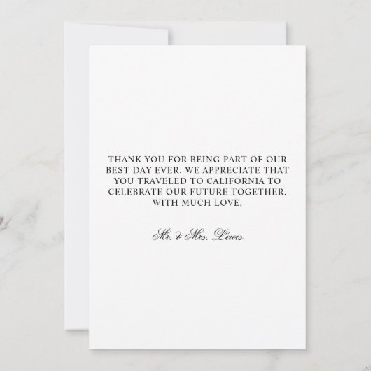 結婚の美しい写フォーマル真 サンキューカード (裏面)