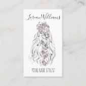 結婚の美容師白黒波毛フローラ 名刺 (正面)