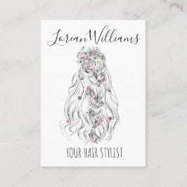 結婚の美容師白黒波毛フローラ 名刺