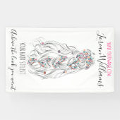 結婚の美容師白黒波毛フローラ 横断幕 (横)