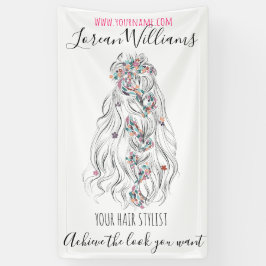 結婚の美容師白黒波毛フローラ 横断幕