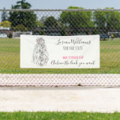 結婚の美容師白黒波毛フローラ 横断幕 (インサイチュ)