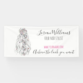 結婚の美容師白黒波毛フローラ 横断幕