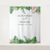 結婚の背景 – 熱帯フローラフォトブース タペストリー (正面)