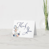 結婚の航海のいかりネイビーブルーピーチサンキュー サンキューカード (正面)