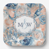 結婚の航海のビーチシェルとバラ ペーパープレート (正面)