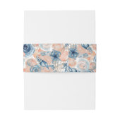 結婚の航海のビーチブルー・シーシェルとバラ 招待状ベリーバンド (裏面例)