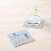 結婚の航海の写真カレンダー日付の保存 スクエアペーパーコースター (インサイチュ)