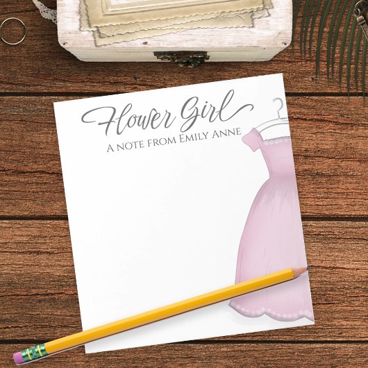 結婚の花の女の子のヴィンテージドレスパーソナライズされた ノートパッド