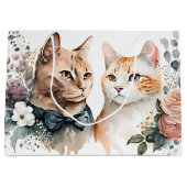 結婚の花の猫 ラージペーパーバッグ (正面)
