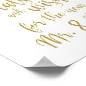 結婚の花びらトス8x10金ゴールドグリッター標識 ポスター (角)