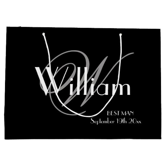 結婚の花婿介添人ギフトエレガントクールカスタムクラシック ラージペーパーバッグ (裏面)