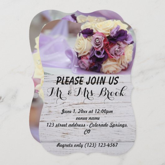 結婚の花束ロマンチックな運命の運命 招待状 (正面/裏面)