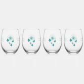 結婚の茎のないワイングラスティール(緑がかった色)蝶 ステムなしワイングラス (正面)