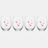 結婚の茎のないワイングラスピンクハート ステムなしワイングラス (正面)