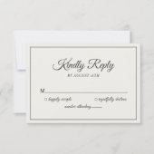 結婚の親切な回答ミニマリストクリーム&ソフトブラック 出欠カード (正面)