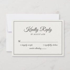 結婚の親切な回答ミニマリストクリーム&ソフトブラック 出欠カード