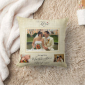 結婚の記念写真コラージュパーソナライズされたスロー クッション (ブランケット)