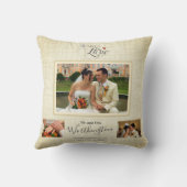 結婚の記念写真コラージュパーソナライズされたスロー クッション (裏面)