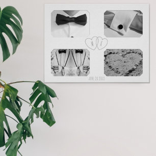 結婚の記念写真4コラージュのメモリーポスター ポスター