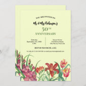 結婚の記念日の水の色グラジオリリリチューリップ 招待状 (正面/裏面)