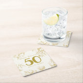 結婚の記念日の金のヴィンテージのカスタム脚本 スクエアペーパーコースター (インサイチュ)