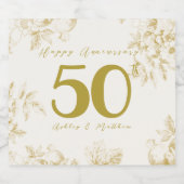 結婚の記念日の金のヴィンテージのカスタム脚本 スパークリングワインラベル (シングルラベル)