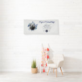 結婚の記念日パーティー写真ウェルカムブルーグレー 横断幕 (インサイチュ)