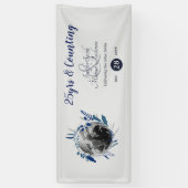 結婚の記念日パーティー写真ウェルカムブルーグレー 横断幕 (縦)