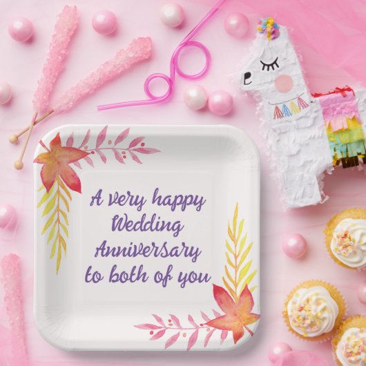 結婚の記念日9"スクエア紙プレート ペーパープレート (パーティー)