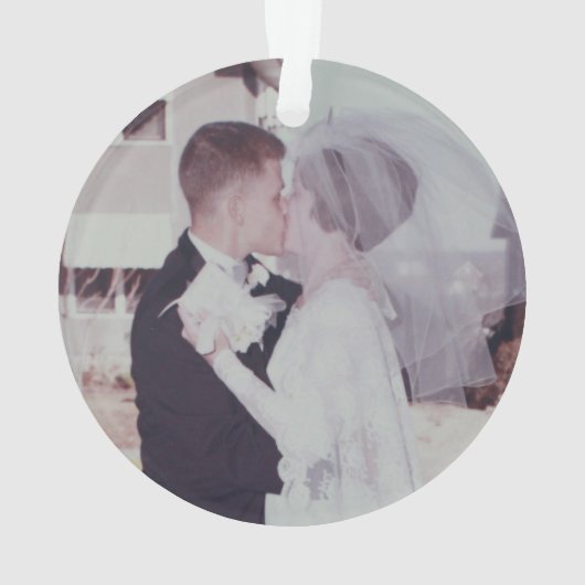 結婚の記念日 – バックの写真 – Silver オーナメント (裏面)