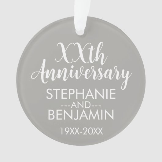 結婚の記念日 – バックの写真 – Silver オーナメント (正面)