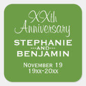 結婚の記念日 – 緑と白 スクエアシール (正面)