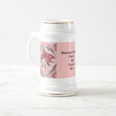 結婚の記憶; 蝶挨りだらけのピンク ビールジョッキ (正面左)
