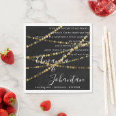 結婚の詩感謝していフローラ金ゴールド名Date Black スタンダードランチョンナプキン (インサイチュ)