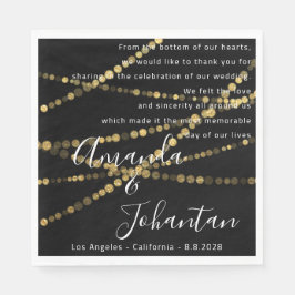 結婚の詩感謝していフローラ金ゴールド名Date Black スタンダードランチョンナプキン