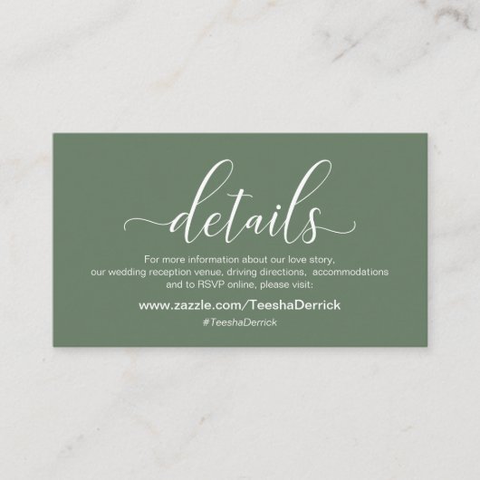 結婚の詳細サーモダンジグリーンテーマ エンクロージャーカード (正面)