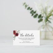 結婚の詳細シック書道ブルゴーニュフローラ エンクロージャーカード (スタンド正面)