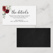 結婚の詳細シック書道ブルゴーニュフローラ エンクロージャーカード (正面/裏面)