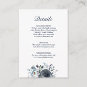 結婚の詳細フローラダスティネイビーブルー エンクロージャーカード (正面)