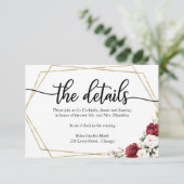 結婚の詳細ホワイトブルゴーニュフローラ幾何学模様 出欠カード (スタンド正面)