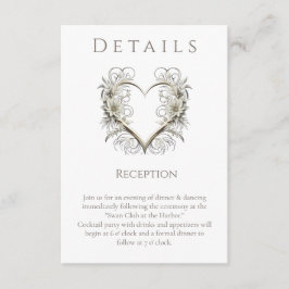 結婚の詳細モダンの花とハート エンクロージャーカード