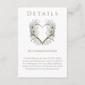 結婚の詳細モダンの花とハート エンクロージャーカード (裏面)