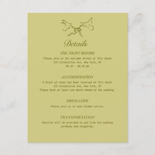 結婚の詳細図解入りの、写真付きの鳥 エンクロージャーカード (正面)