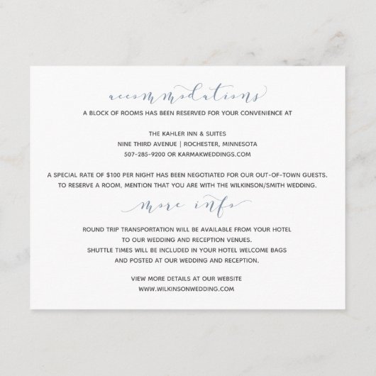 結婚の詳細情報渦巻形の書道タイポグラフィ エンクロージャーカード (裏面)