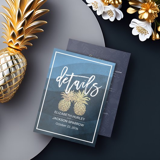 結婚の詳細情報金ゴールドPineapple Couple エンクロージャーカード