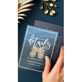 結婚の詳細情報金ゴールドPineapple Couple エンクロージャーカード