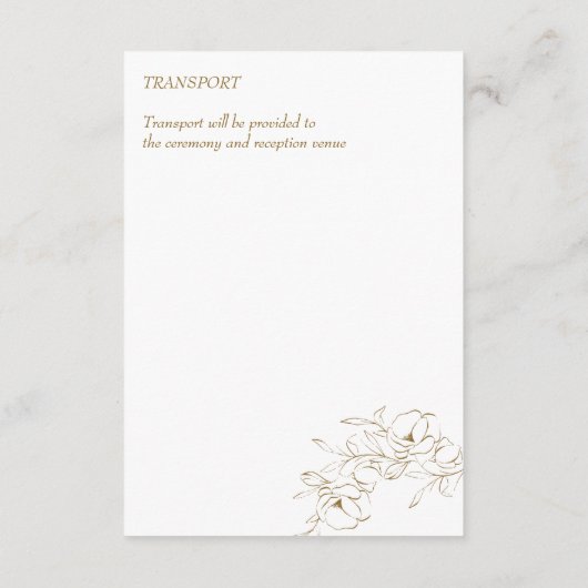 結婚の詳細植物性シンプル金ゴールドエレガント エンクロージャーカード (裏面)