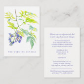 結婚の詳細紫シンプルの花の水色 エンクロージャーカード (正面/裏面)