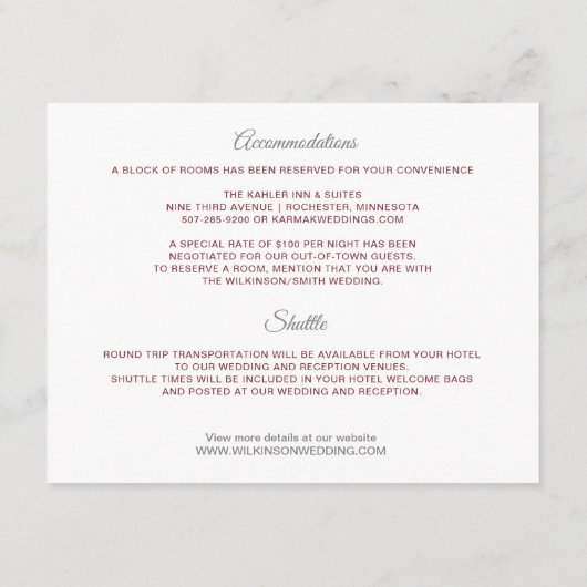 結婚の詳細赤ちゃんの息ほこりっぽいバラインサート エンクロージャーカード (裏面)